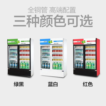 樂(lè)創(chuàng)雙門(mén)冷藏柜保鮮柜立式冷飲超市飲料柜 冷柜冰柜 商用展示柜